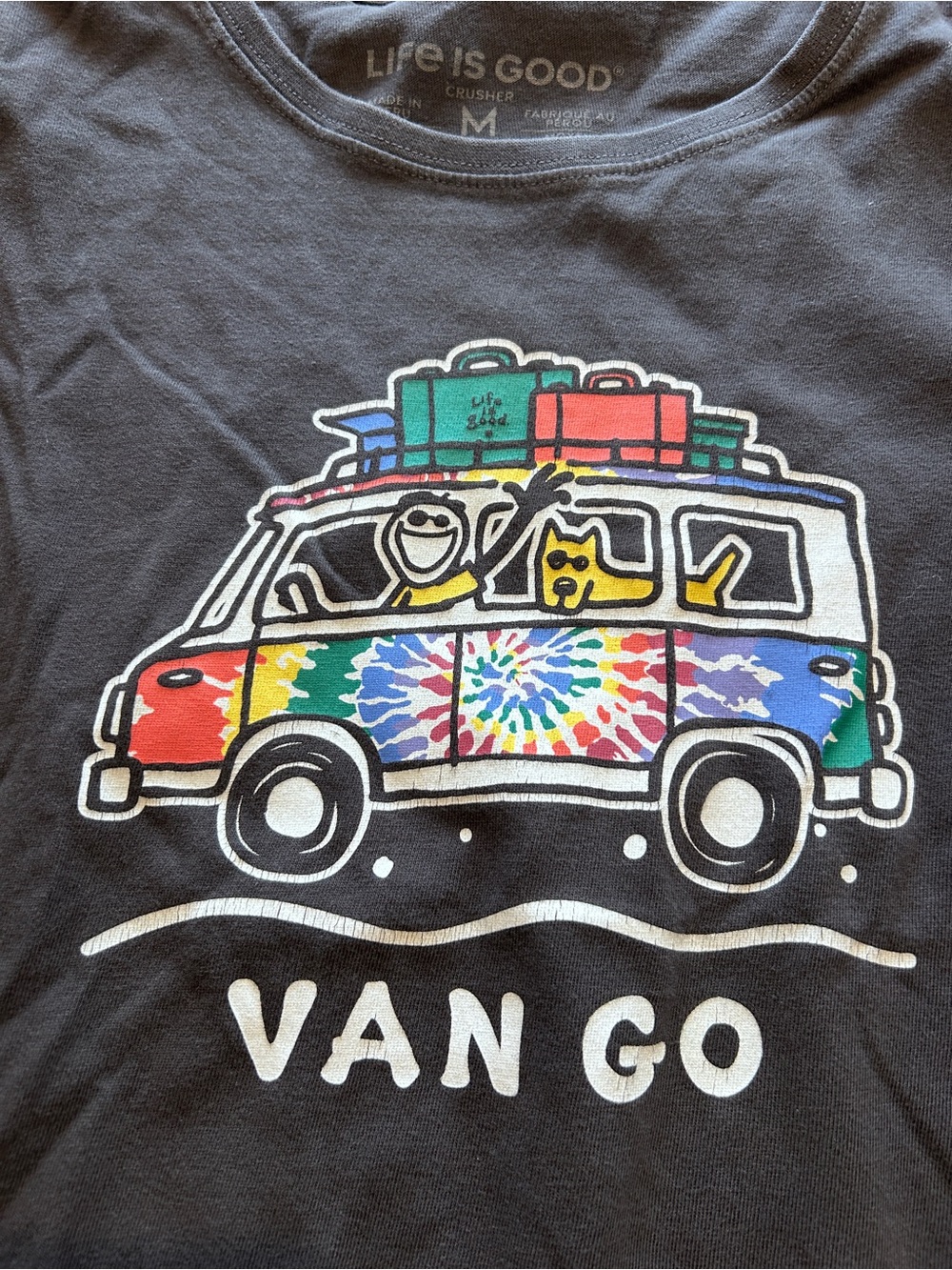Life is Good Crusher t-shirt. Van Go. Size Women’s M. Charcoal Grey. - Picture 2 of 5